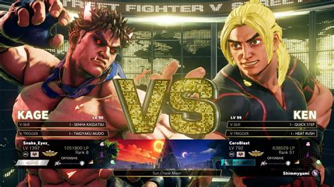 Sfv Champion Edition Snake Eyez Kage Vs Ceroblast Ken Online