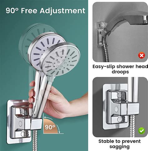 Shower Head Holder Adjustable Wall Mounted Shower Holder Self Adhesive