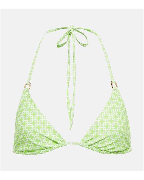 Melissa Odabash Key West Printed Triangle Bikini Top In Green Lyst