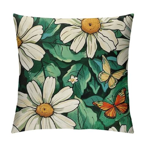 Fenyluxe Hello Spring Daisy Flower Decorative Throw Pillow Covers