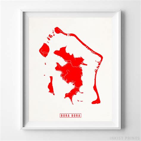 Bora Bora French Polynesia Map Street Print City Road - Etsy