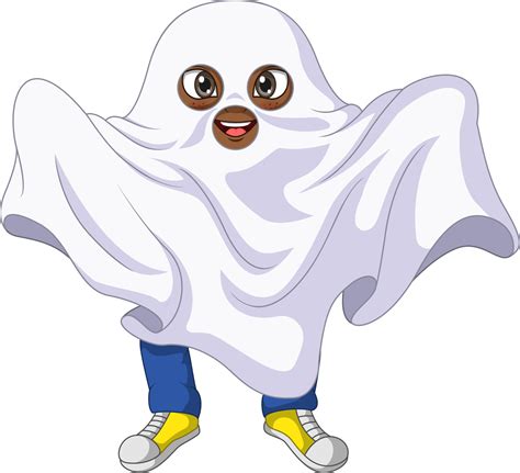 Cartoon kid wearing in a ghost costume 4990135 Vector Art at Vecteezy