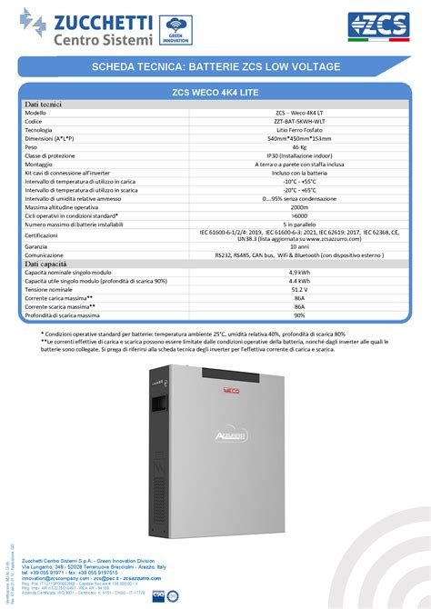 ZUCCHETTI SISTEMI MONOFASE BATTERIE WECO 5KWH 3 0 AZZURRO ZZT