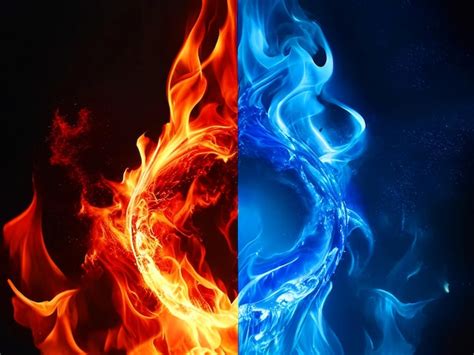 Fuego y hielo fondo hd 4k imágenes descarga gratuita Foto Premium