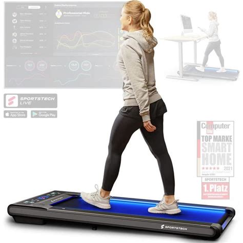 Sportstech Swalk Walking Pad Tapis De Course Clair Par Led Pliable