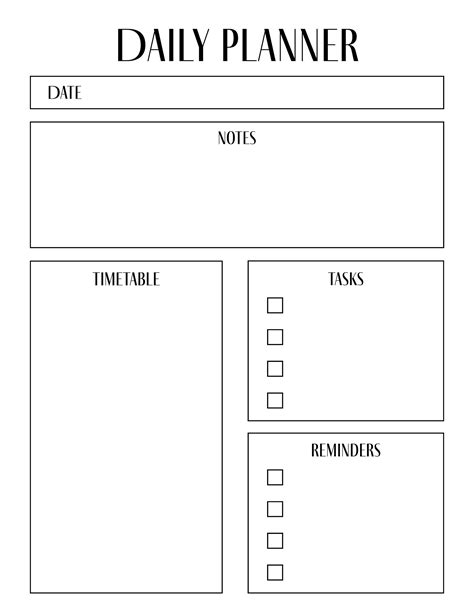 Daily Planner Printable Instant Download Minimalist Productivity