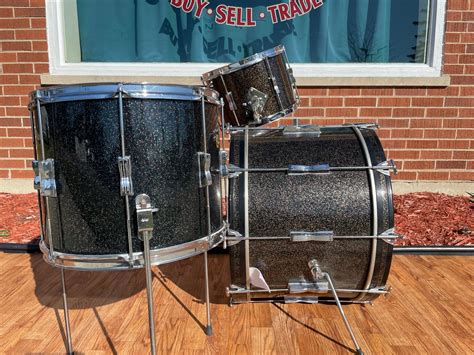 1960s Ludwig 3pc Club Date Drum Set Black Galaxy Sparkle 221315 Ebay