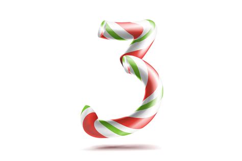 3, Number Three Vector. 3D Number Sign. Figure 3 In Christmas Colours ...