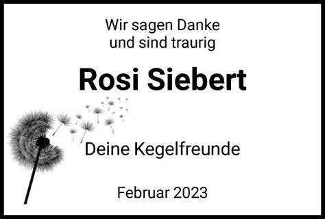 Traueranzeigen Von Rosi Siebert Trauer HNA De