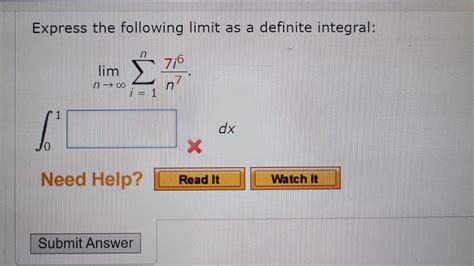 Solved Express The Following Limit As A Definite Integral Chegg