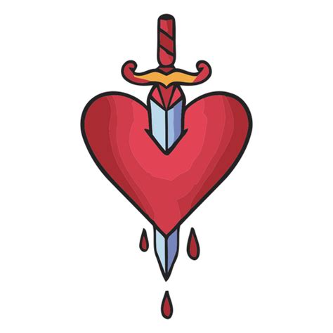 Diseño Png Y Svg De Corazón Con Una Espada Para Camisetas