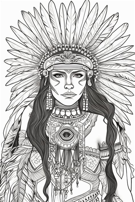 Authentic Native American Woman Coloring Pages Instant Etsy