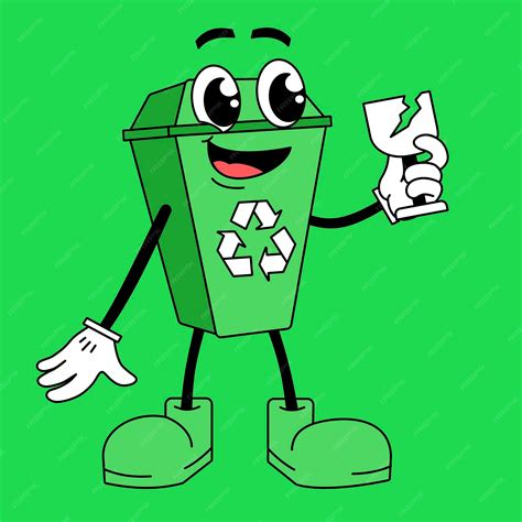 Premium Vector | Green recycling bin cartoon character for