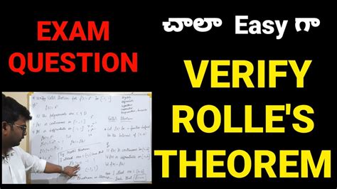 Verify Rolles Theorem Rolles Theorem Prove Definition Important