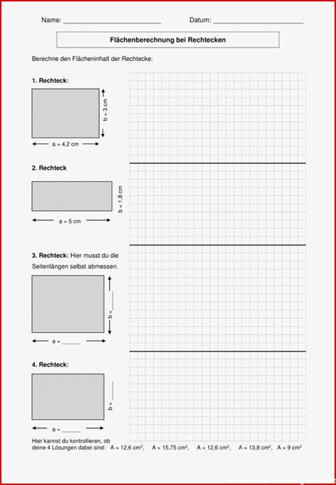 Arbeitsblatt Aufgaben Zur Fl Chenberechnung Von Kostenlose
