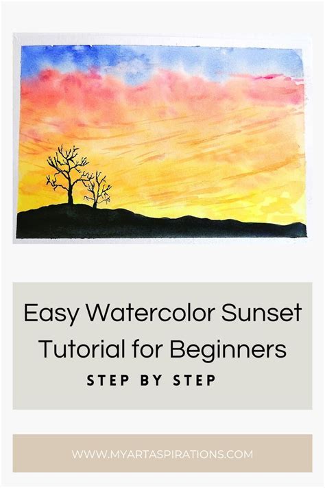 Watercolor Sunset Landscape Painting for Beginners | Watercolor sunset, Sunset landscape ...