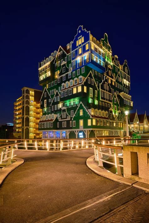 Inntel Hotel in Zaandam Illuminated at Night, Netherlands Editorial ...