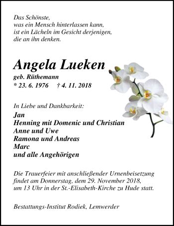 Traueranzeigen Von Angela Lueken Nordwest Trauer De