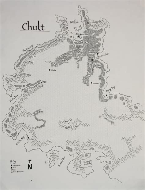 [OC][Art] Hand Drawn Map of Chult - for the people who asked for an ...