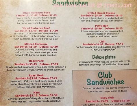 Menu at Clock Restaurant, Spartanburg