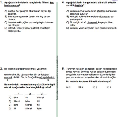 8 Sinif Türkçe Fiilimsiler Konusu Soruları Online Testi Çöz Teog
