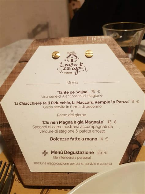 Speisekarte Von Osteria La Casa Delle Api Restaurant Campolungo Villa