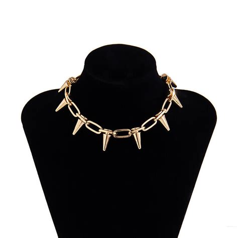 Harajuku Personality Fashion Punk Goth Rivet Necklace Spike Link Clavicle C Lian Ebay