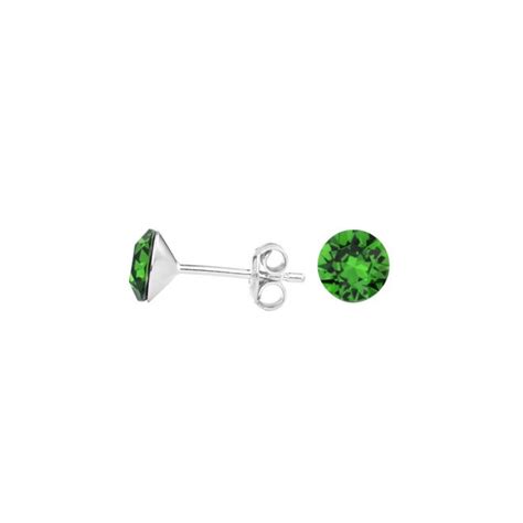 Oorbellen Groen Swarovski Kristal Mm Sterling Zilver Oorstekers