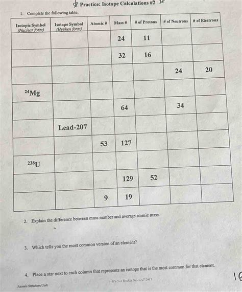 Solved Practice Isotope Calculations 2 P 2 Explain T 3 Which Tells