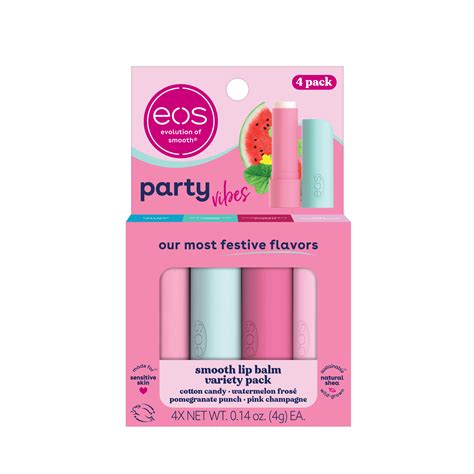 Eos Party Vibes Lip Balm Stick Festive Variety Pack 014 Oz 4 Pack