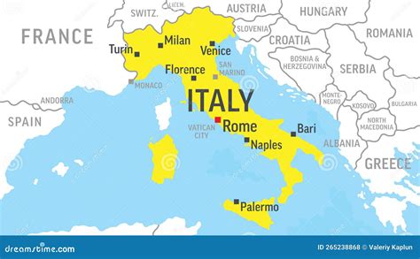 Zoom On Italy Map And Flag. World Map Vector Illustration ...