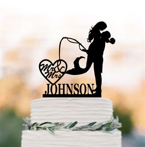 Personalized Wedding Cake Topper Fishing, Mermaid Wedding Cake Topper ...