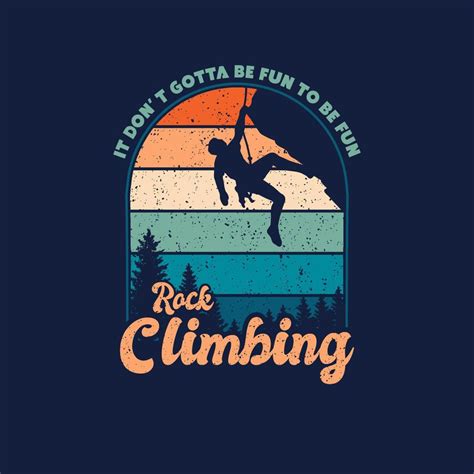 Rock Climbing Retro Vintage Hand Drawn Line Style With Digital Color