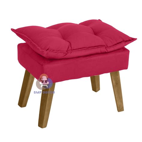 Puff Banqueta Decorativa Opala Suede Vermelho Smf Decor Em Promo O