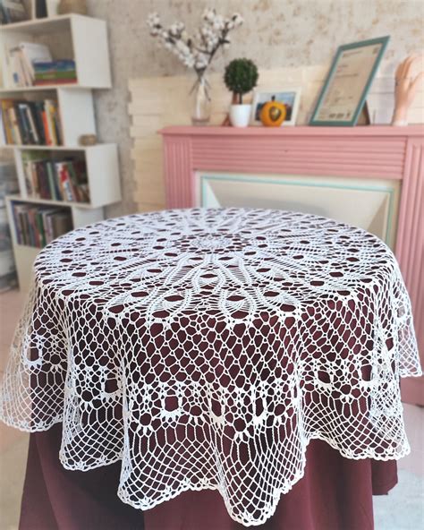 Large Round Crochet Tablecloth Made To Order Etsy