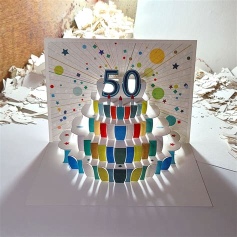 50th Birthday Pop Up Card Age 50th Birthday Card 50 Age Etsy Uk