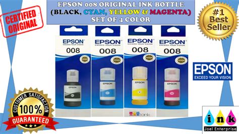 Epson 008 Original Ink Bottle Black Cyan Yellow And Magenta Set Of 4 Color Bundle Lazada Ph