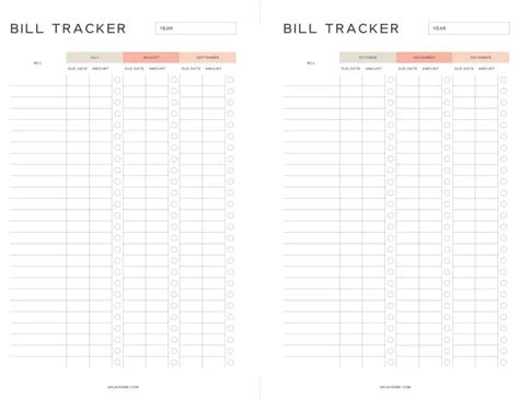 Printable Monthly Bill Calendar 10 Free Organizers Anjahome