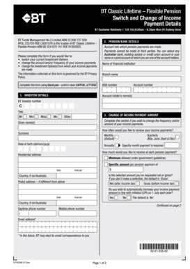 Fillable Online BT Classic Lifetime Flexible Pension Switch And Change