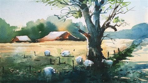 Watercolor Farm Landscape Painting for Beginners taught by Jana ...