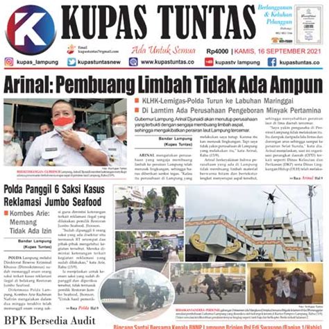 Kupas Tuntas Surat Kabar Harian Kupas Tuntas Edisi Kamis 16