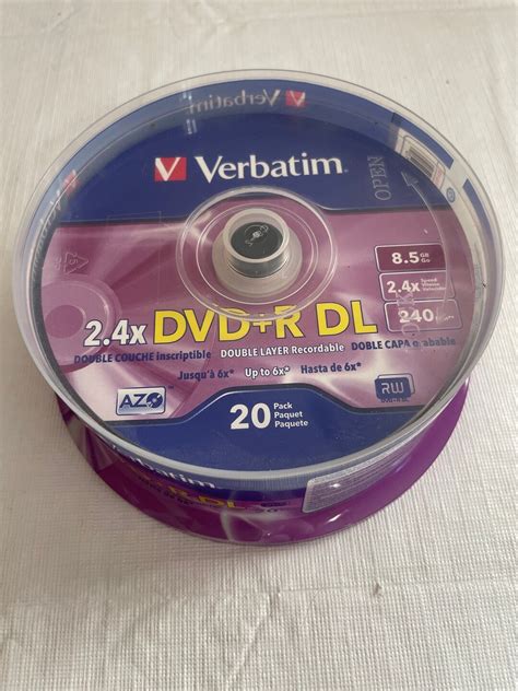 Verbatim 2 4X DVD R DL Double Layer Recordable 8 5 Gb 20 Pack Sealed