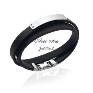 Bijouxmelimelow Bracelet Tours Gourmette Plaque Graver En Cuir