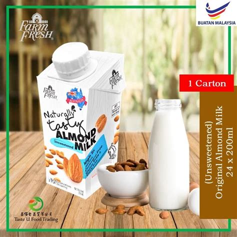 1 Carton Farm Fresh Uht Original Almond Milk Unsweetened 200ml X 24