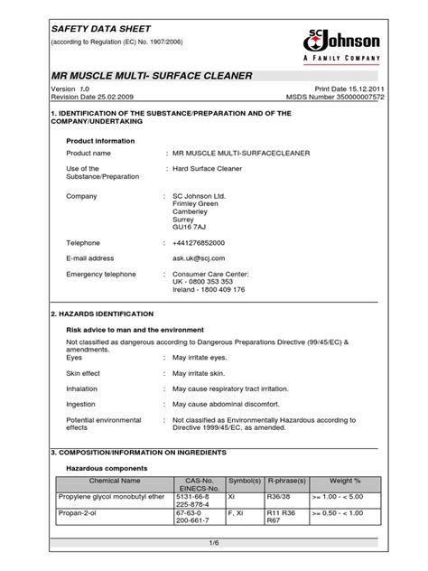 Msds Clear Pdf Personal Protective Equipment Toxicity