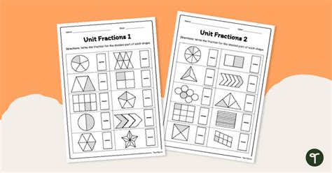 Label The Unit Fraction Worksheets Teach Starter