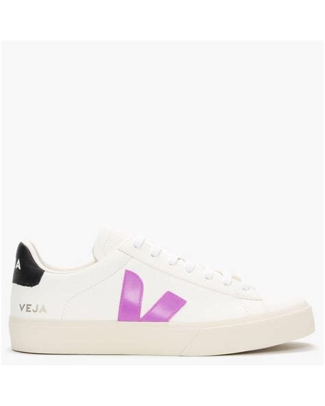 Veja Campo Chromefree Leather White Ultraviolet Black Trainers Lyst