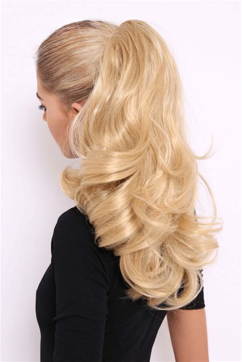 Long Blonde Curly Synthetic Ponytail, Best Wigs Online Sale - Rewigs.com