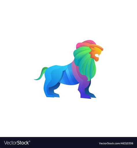 Colorful lion logo template logo design Royalty Free Vector