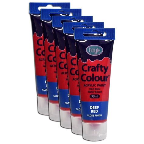 X Crafty Colour Art Ml Non Toxic Acrylic Paint Tube Deep Red Gloss